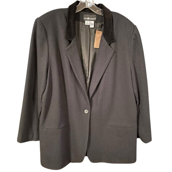 Sag‎ Harbor 100% Wool Blazer – Size 18 – Classic Black, Fully Lined - Picture 2 of 6